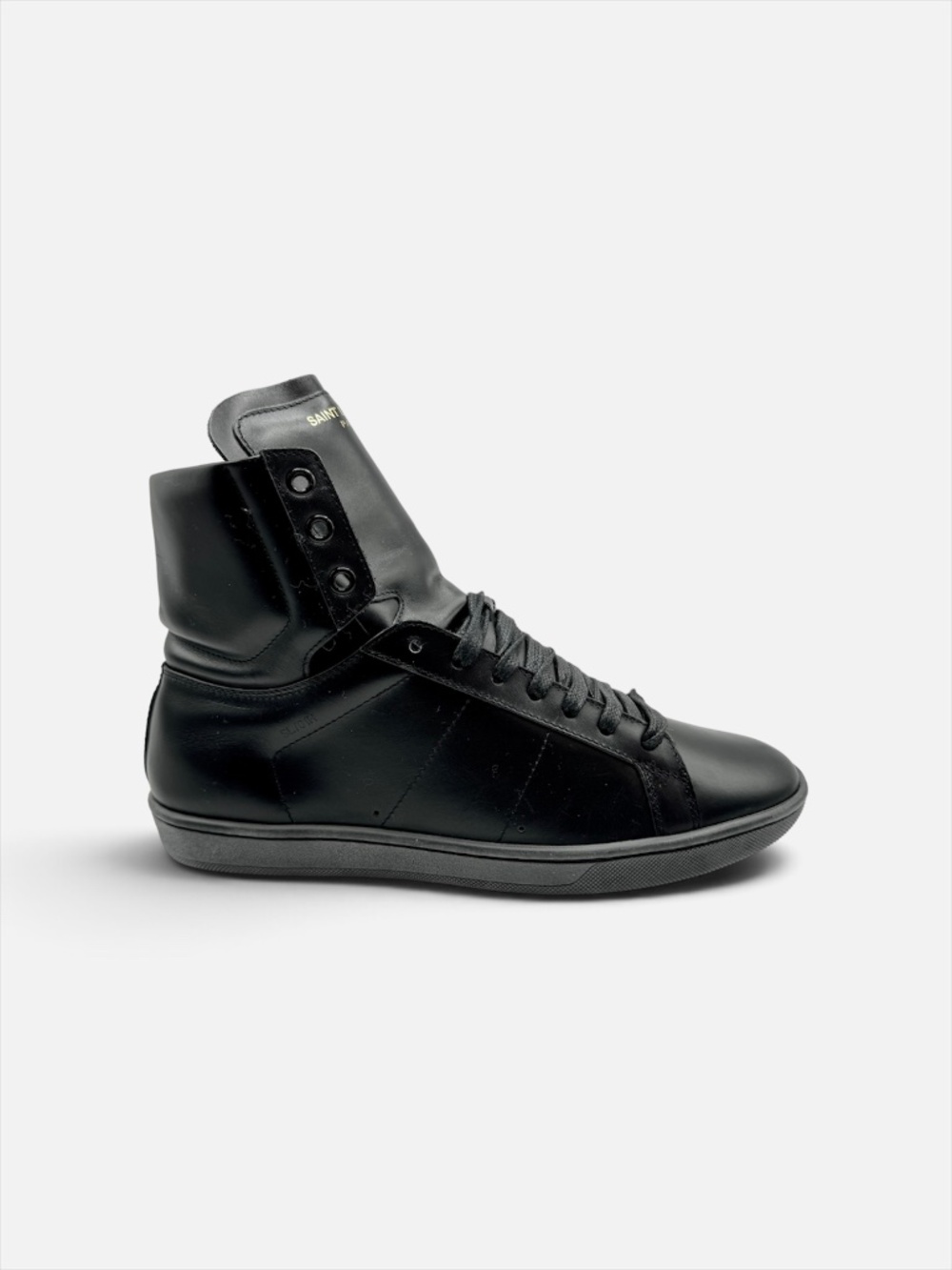 Saint Laurent Black Leather High-Top Lace-Up Sneakers Men EU 39 Italy NIB